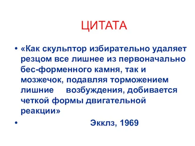 ЦИТАТА «Как скульптор избирательно удаляет резцом все лишнее из первоначально бес-форменного