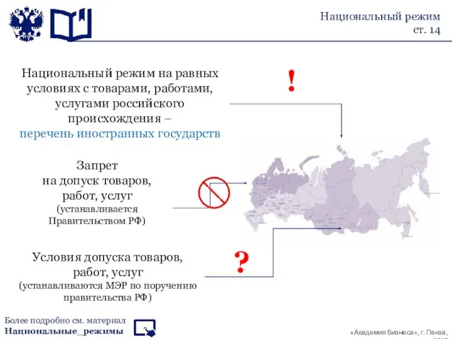 Национальный режим ст. 14 Национальный режим на равных условиях с товарами,