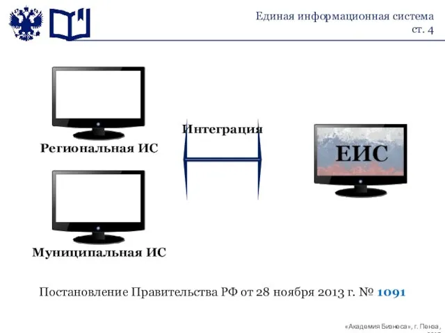 Постановление Правительства РФ от 28 ноября 2013 г. № 1091 Интеграция Единая информационная система ст. 4