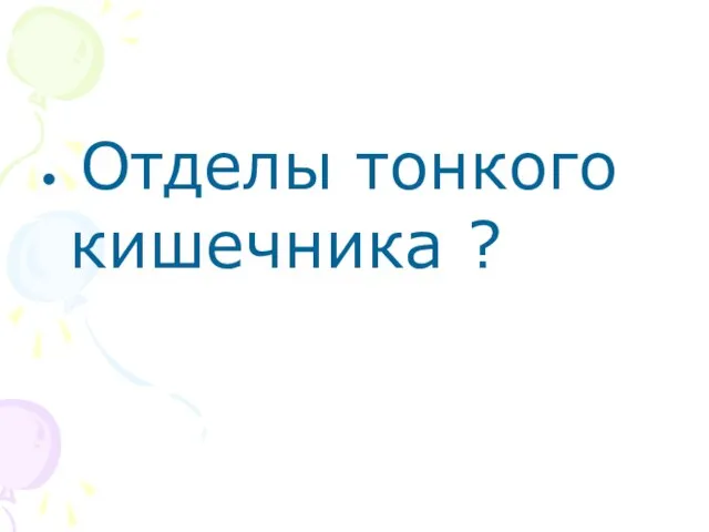 Отделы тонкого кишечника ?