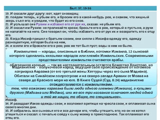 Братья не убивают Иосифа, но приносят отцу его растерзанную одежду, обагренную