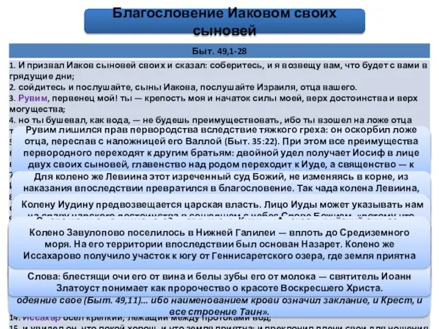 Свт. Кирилл Александрийский: «посредством Рувима по справедливости обозначается Израиль, первородный по