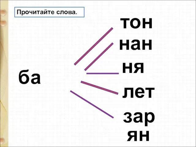 ба тон нан лет зар ня ян Прочитайте слова.