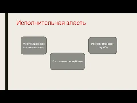 Исполнительная власть Республиканское министерство Госкомитет республики Республиканская служба