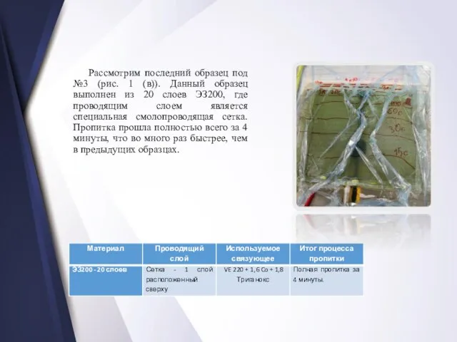 Рассмотрим последний образец под №3 (рис. 1 (в)). Данный образец выполнен