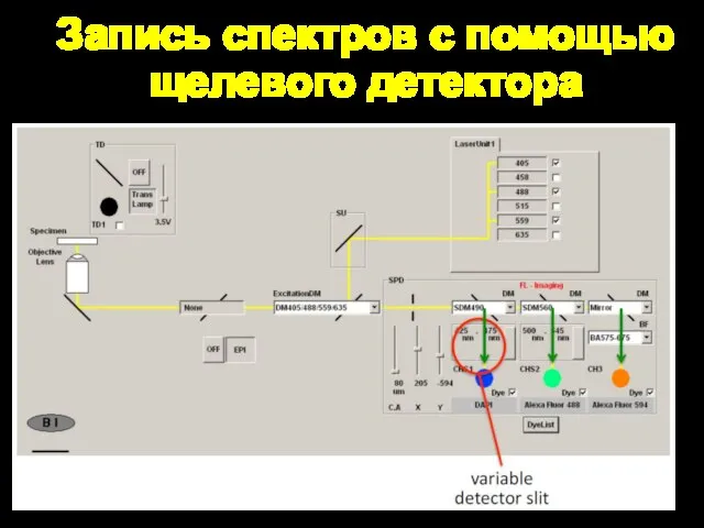 Запись спектров с помощью щелевого детектора