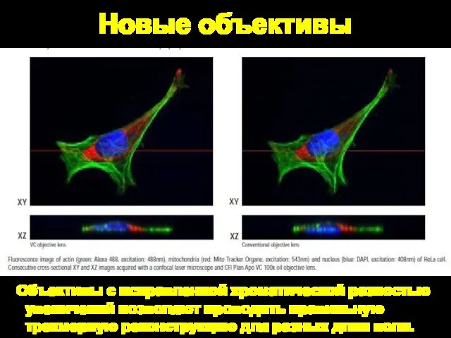 Новые объективы Объективы с исправленной хроматической разностью увеличений позволяют проводить правильную