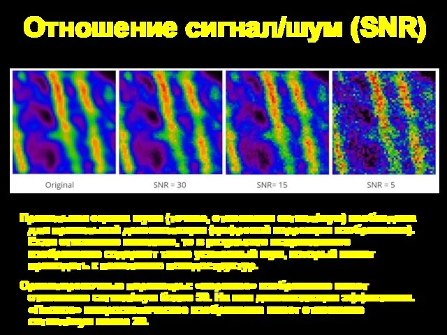 Отношение сигнал/шум (SNR) Правильная оценка шума (точнее, отношения сигнал/шум) необходима для