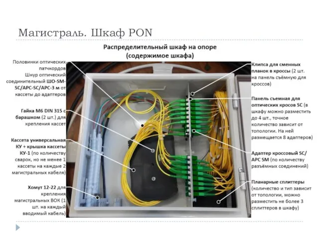 Магистраль. Шкаф PON