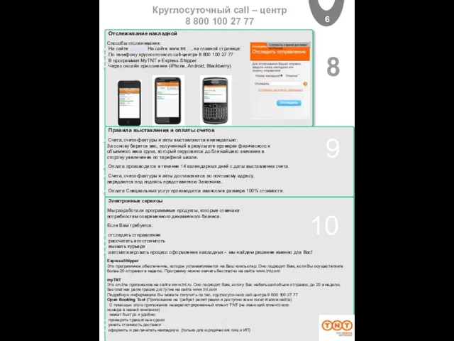 DOCUMENT TITLE (*) 6 Отслеживание накладной Способы отслеживания: На сайте www.tnt