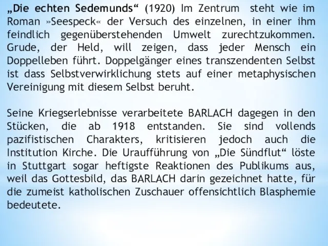 „Die echten Sedemunds“ (1920) Im Zentrum steht wie im Roman »Seespeck«