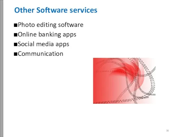 Photo editing software Online banking apps Social media apps Communication Other Software services