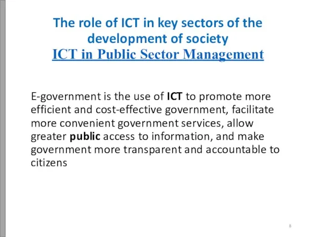 The role of ICT in key sectors of the development of