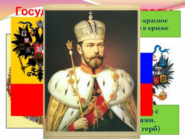 Государственные символы Российской империи Герб – двуглавый орел с царскими регалиями.