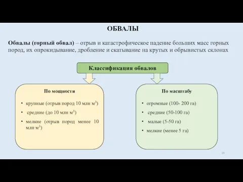 ОБВАЛЫ Обвалы (горный обвал) – отрыв и катастрофическое падение больших масс