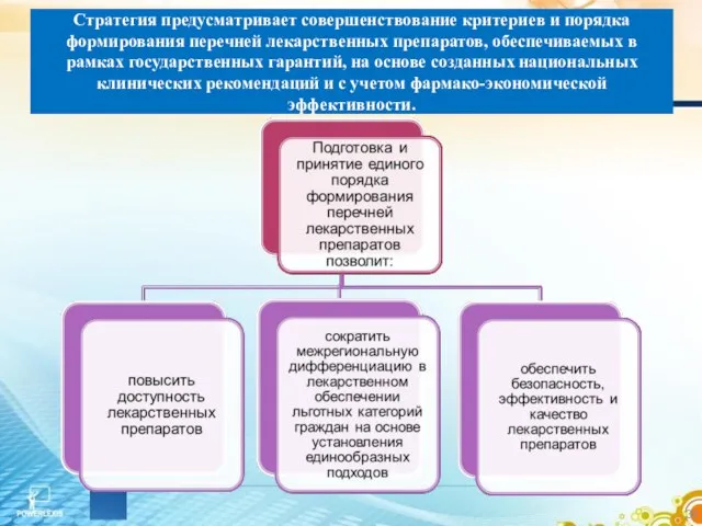 Стратегия предусматривает совершенствование критериев и порядка формирования перечней лекарственных препаратов, обеспечиваемых