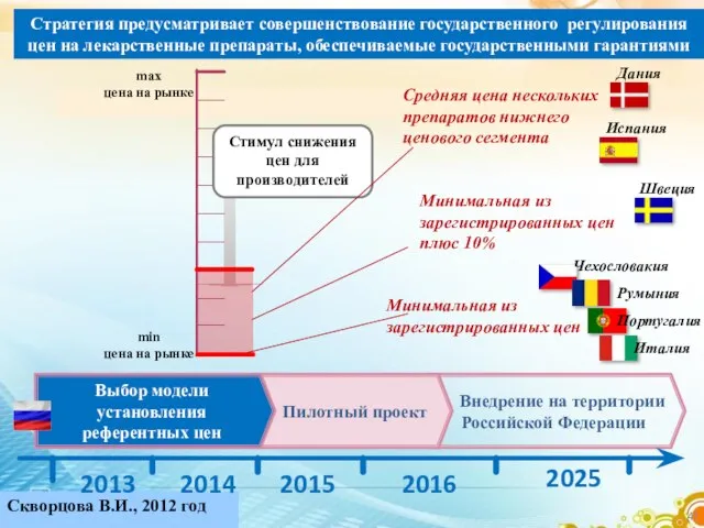 Внедрение на территории Российской Федерации Скворцова В.И., 2012 год Стратегия предусматривает