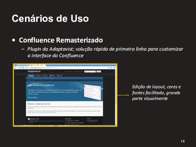 Cenários de Uso Confluence Remasterizado Plugin da Adaptavist; solução rápida de