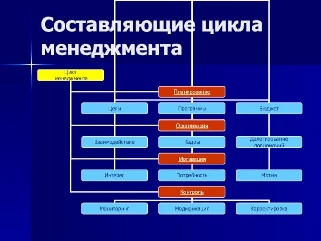 Составляющие цикла менеджмента