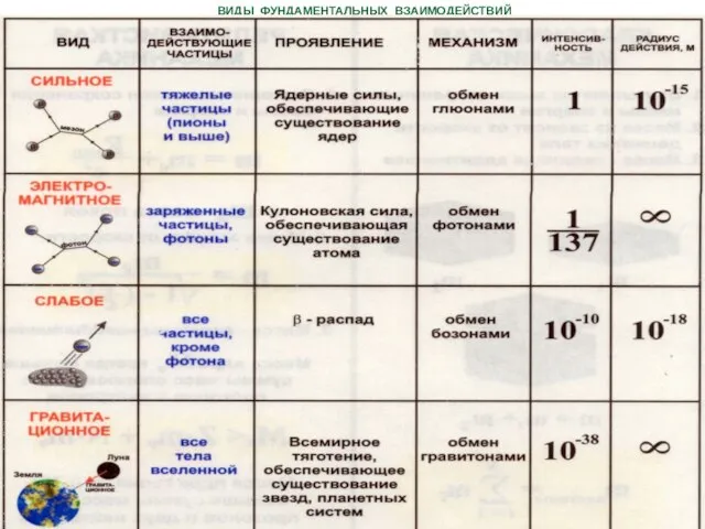 ВИДЫ ФУНДАМЕНТАЛЬНЫХ ВЗАИМОДЕЙСТВИЙ