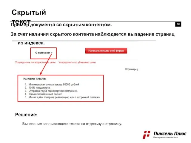 Скрытый текст Решение: Вынесение всплывающего текста на отдельную страницу. Пример документа