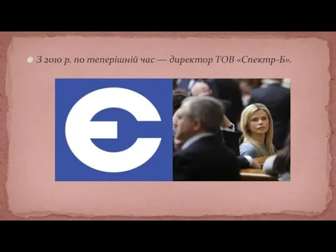 З 2010 р. по теперішній час — директор ТОВ «Спектр-Б».