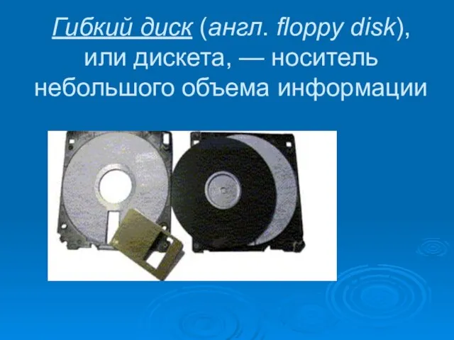 Гибкий диск (англ. floppy disk), или дискета, — носитель небольшого объема информации