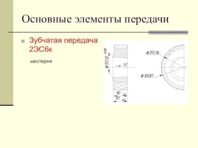 Основные элементы передачи Зубчатая передача 2ЭС6к шестерня