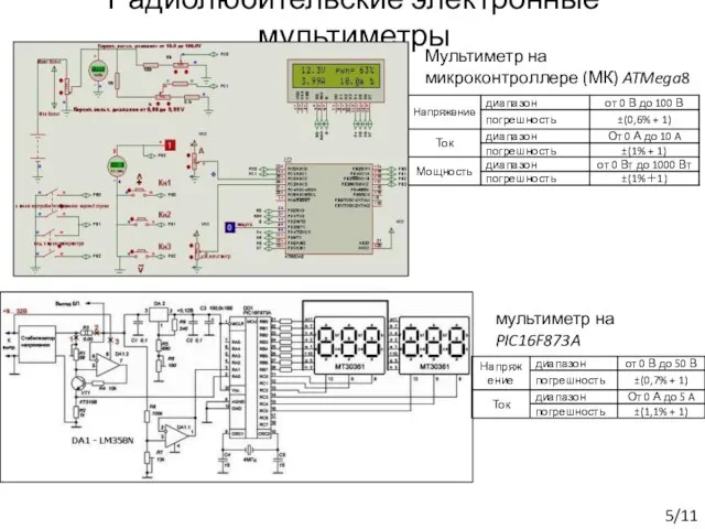 Радиолюбительские электронные мультиметры Мультиметр на микроконтроллере (МК) ATMega8 мультиметр на PIC16F873A /11