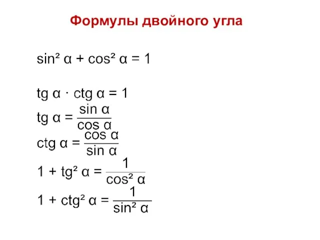 Формулы двойного угла