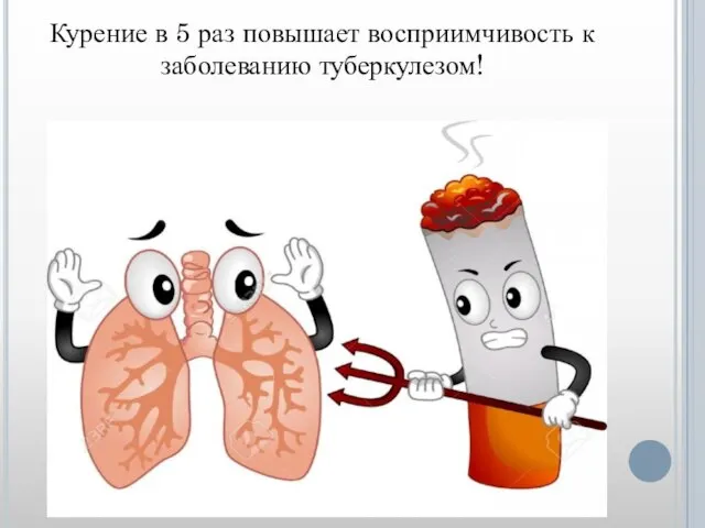 Курение в 5 раз повышает восприимчивость к заболеванию туберкулезом!