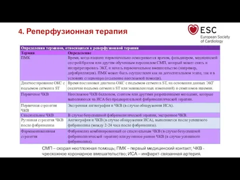 4. Реперфузионная терапия СМП – скорая неотложная помощь; ПМК – первый