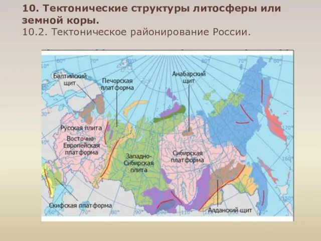 10. Тектонические структуры литосферы или земной коры. 10.2. Тектоническое районирование России.