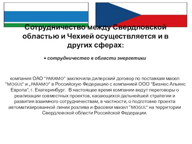 Сотрудничество между Свердловской областью и Чехией осуществляется и в других сферах: