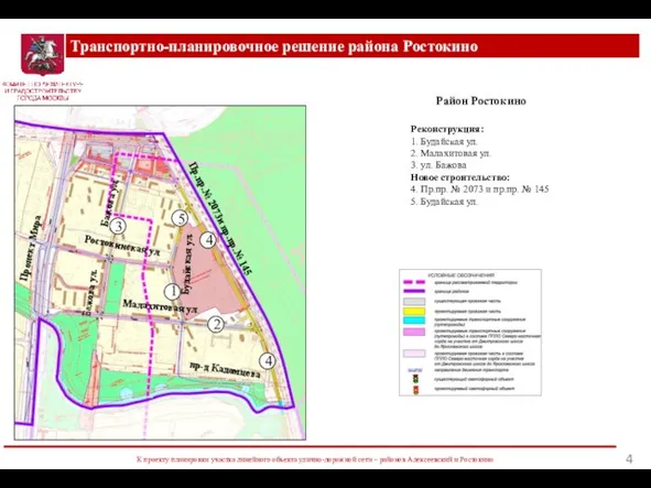 Транспортно-планировочное решение района Ростокино К проекту планировки участка линейного объекта улично-дорожной