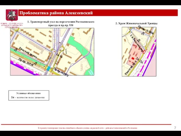 Проблематика района Алексеевский К проекту планировки участка линейного объекта улично-дорожной сети