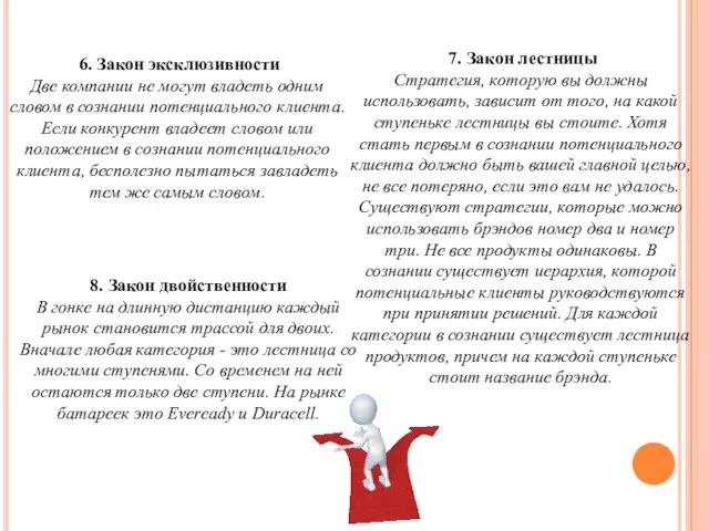 6. Закон эксклюзивности Две компании не могут владеть одним словом в