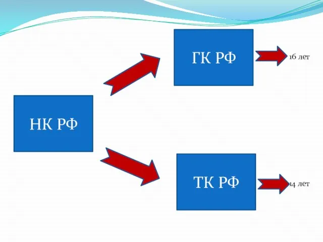 НК РФ ГК РФ ТК РФ 16 лет 14 лет