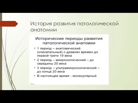 История развития патологической анатомии Рис.2