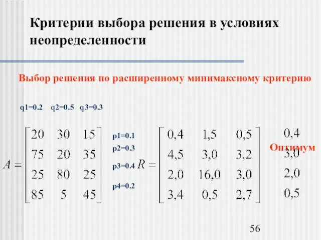 Критерии выбора решения в условиях неопределенности