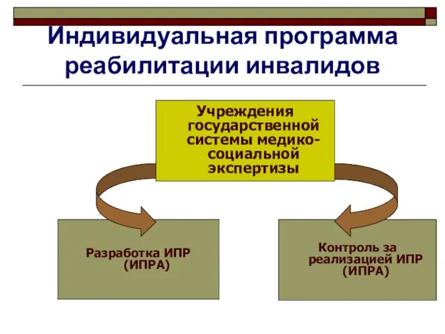 Индивидуальная программа реабилитации инвалидов Учреждения государственной системы медико-социальной экспертизы Разработка ИПР