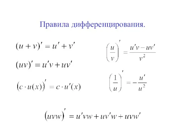 Правила дифференцирования.