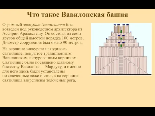 Что такое Вавилонская башня Огромный зиккурат Этеменанки был возведен под руководством