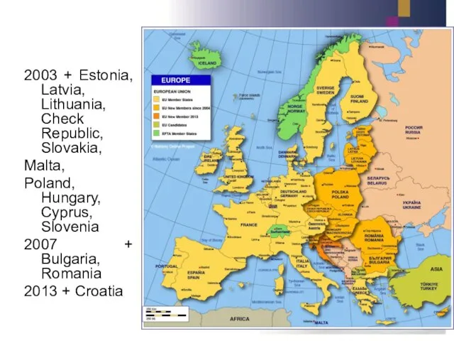 2003 + Estonia, Latvia, Lithuania, Check Republic, Slovakia, Malta, Poland, Hungary,