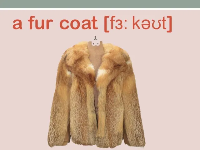 a fur coat [fɜ: kəʊt]