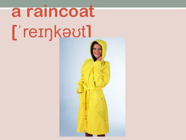 a raincoat [ˈreɪŋkəʊt]