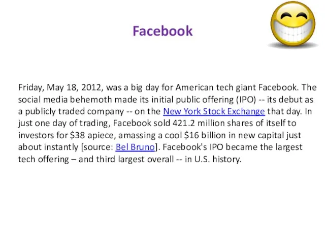 Facebook Friday, May 18, 2012, was a big day for American