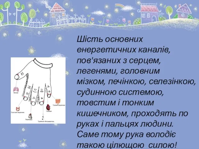 Шість основних енергетичних каналів, пов'язаних з серцем, легенями, головним мізком, печінкою,