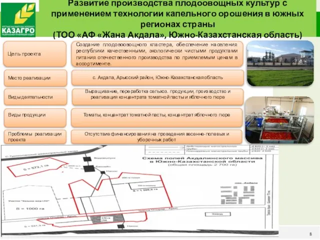 Развитие производства плодоовощных культур с применением технологии капельного орошения в южных