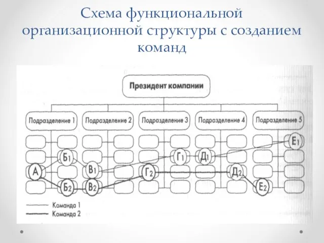 Схема функциональной организационной структуры с созданием команд